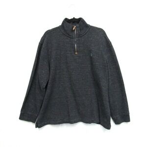 Polo Ralph Lauren Sweater Men XL Gray Preppy Pullover 1/4 Zip Green Horse Cotton